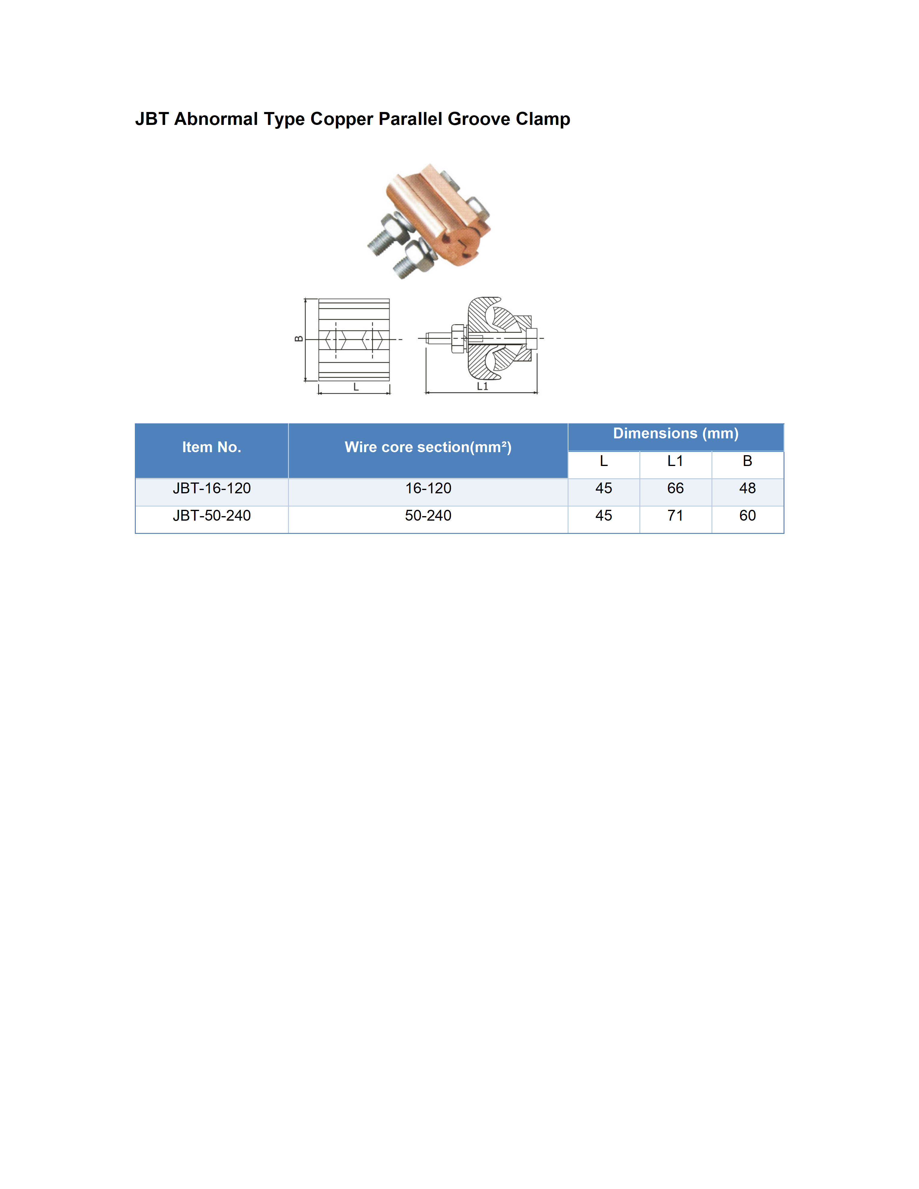 JBT Abnormal Type Parallel Groove Clamps detail 1
